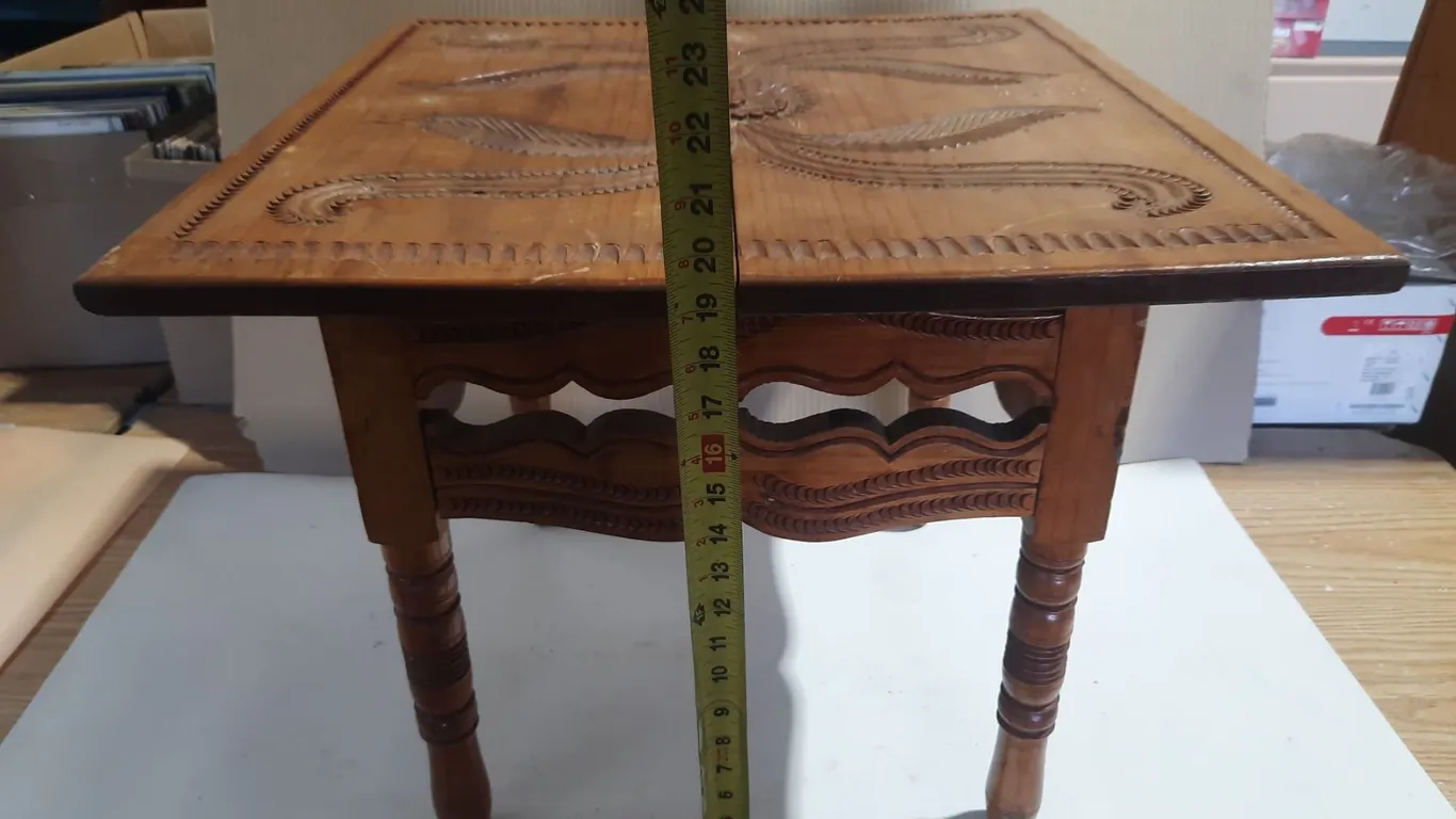 Vintage Carved Wooden Side Table