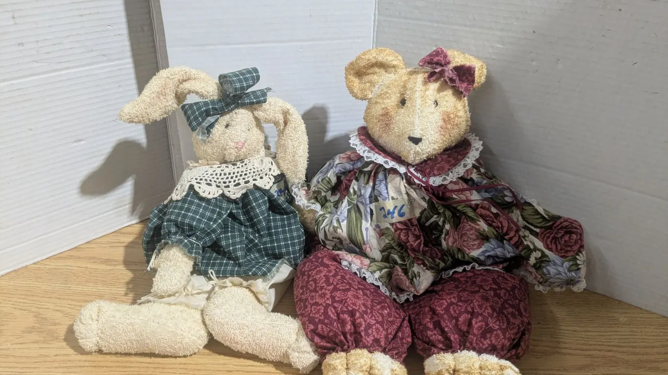 (2) Stuffed Animals – Bear/Mouse(?) and Rabbit