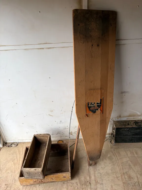 Vintage Wooden Ironing Board and (2) Wooden Crates/Boxes