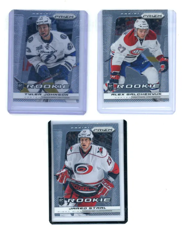 (3) 2013-14 Panini Prizm Rookie Cards – JOHNSON #287, GALCHENYUK #251, STAAL #219