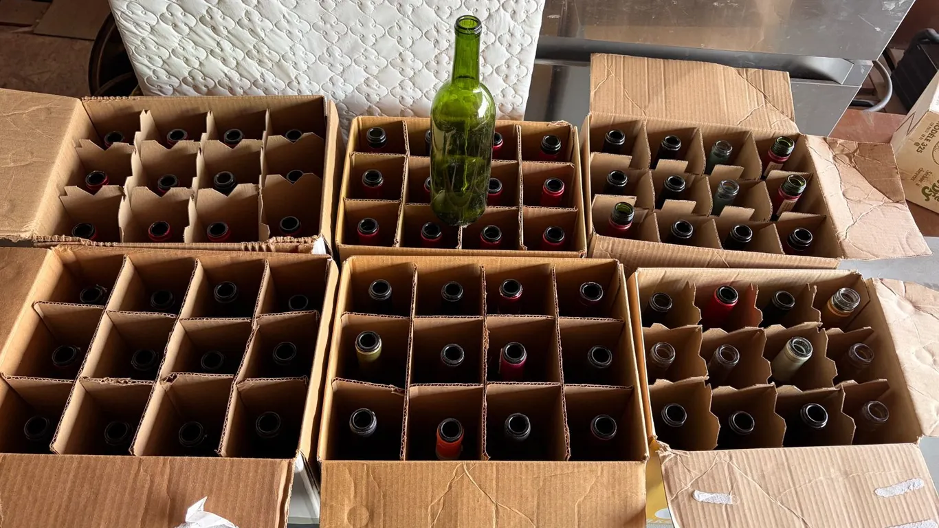 (6) Boxes of Empty Wine/Whisky/etc bottles.