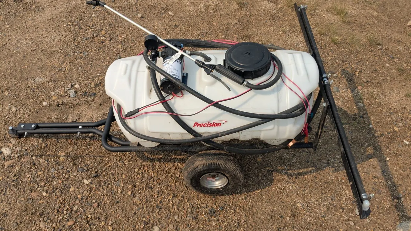 Towbehind electric weed sprayer, 40" wide