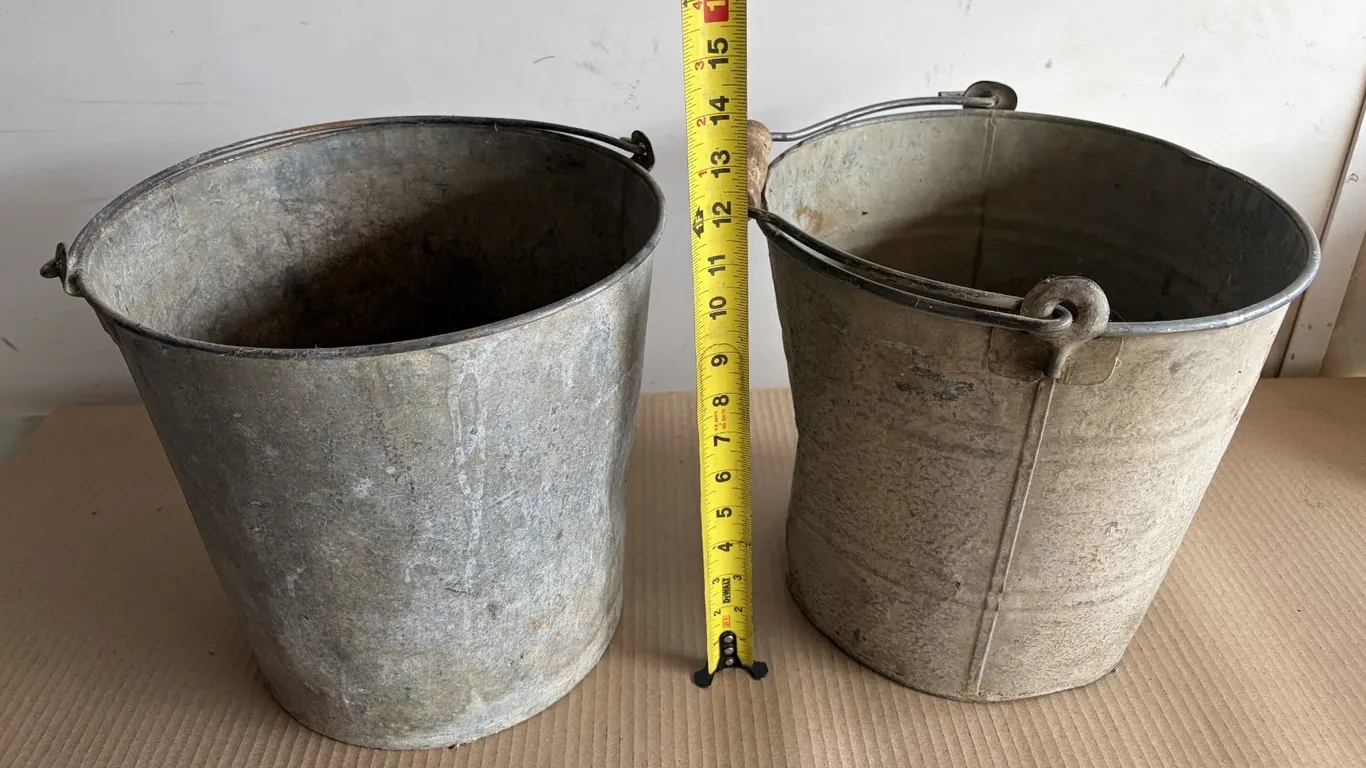 (2) Vintage Galvanized Metal Buckets