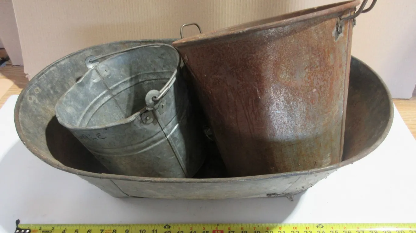 Lot of Galvanized Buckets/Pails