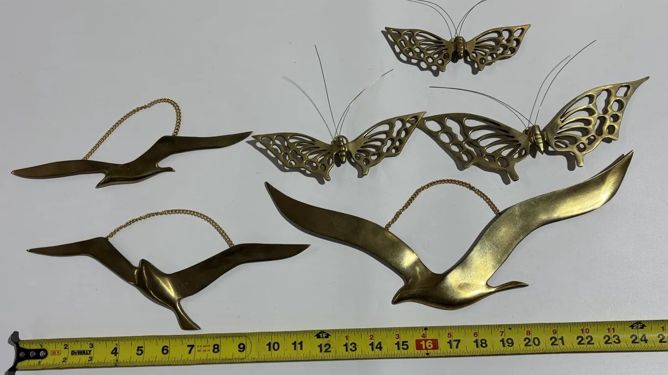 Lot of Brass Bird & Butterfly Décor