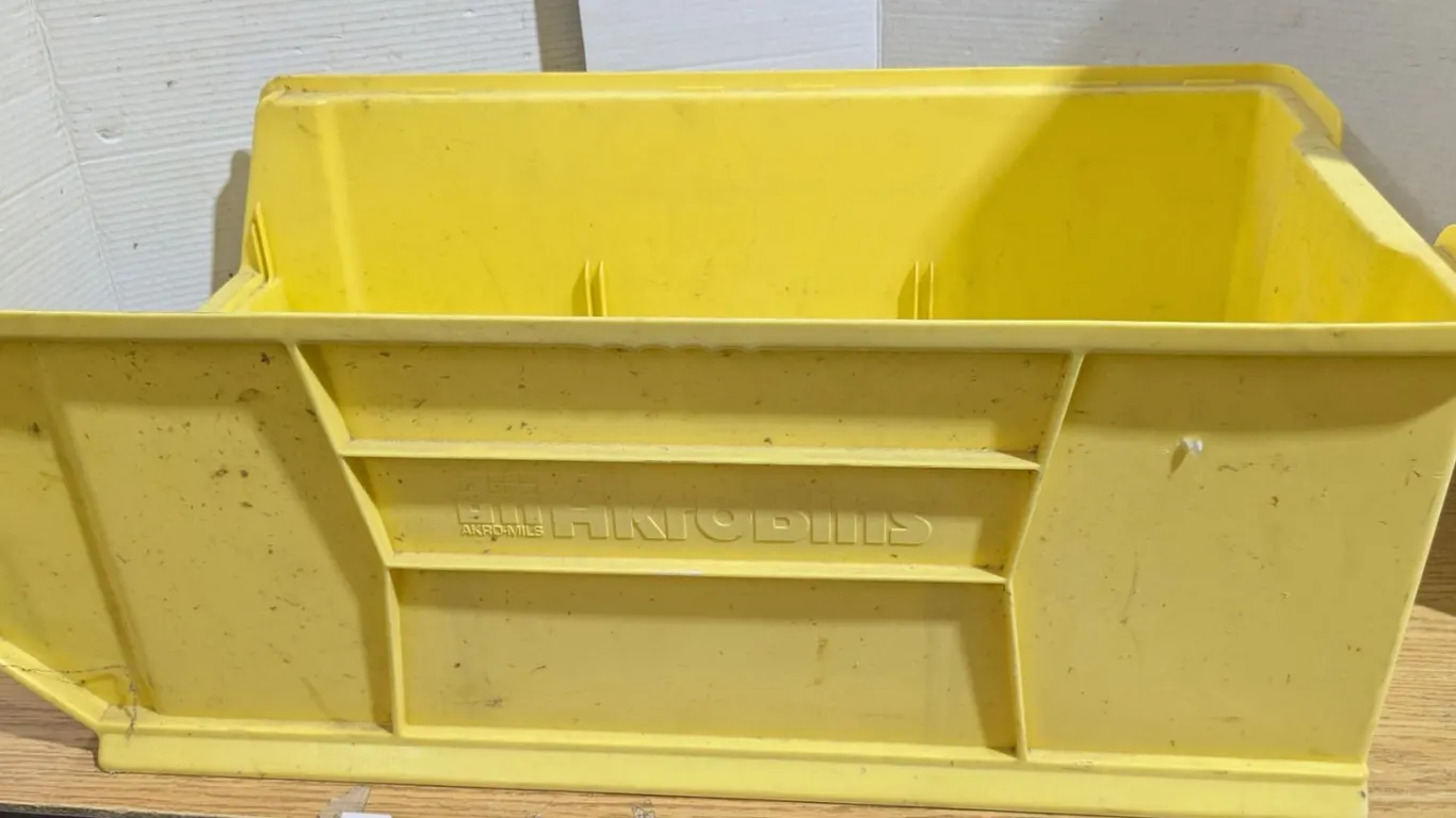 Yellow Akrow-Mils Bin, 29”x16”x11”