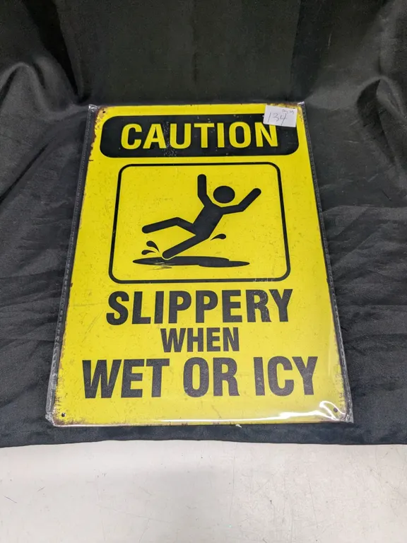 Metal sign, 12x8", Caution