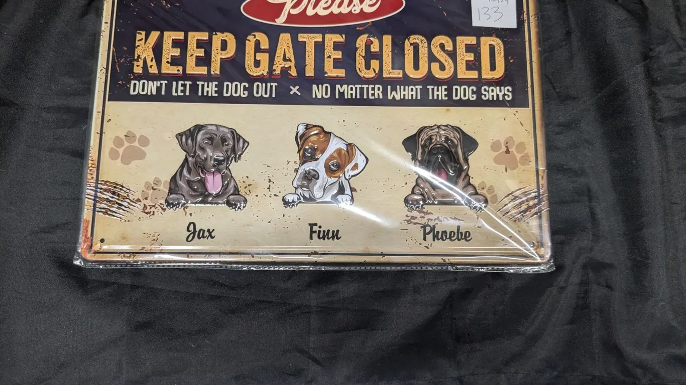Metal sign, 12x8", Gate sign