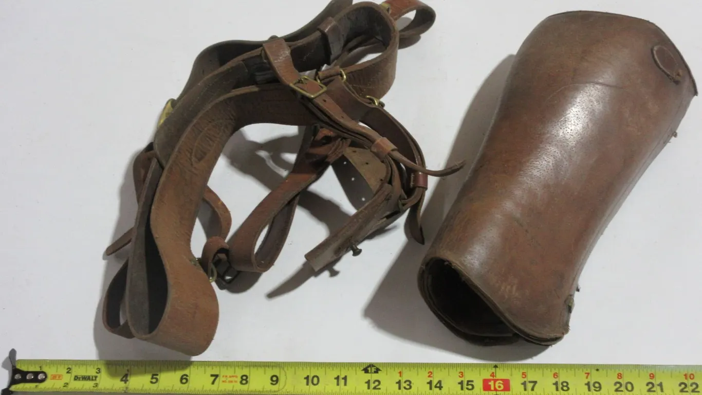 Antique Military Leather Leg Guard & Harness Set