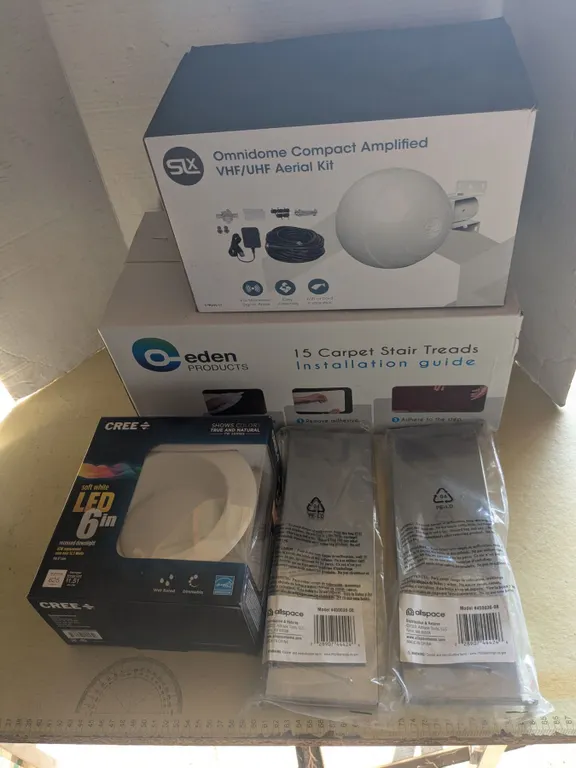 Home improvement lot, LED light, stair treads, etc, all new in box