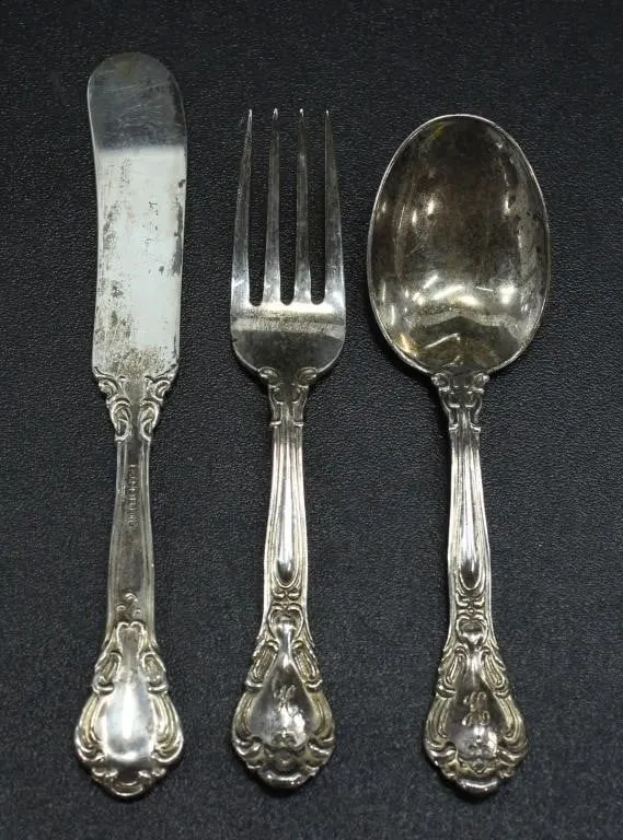 BIRKS STERLING KNIFE, SPOON & FORK SET 64g