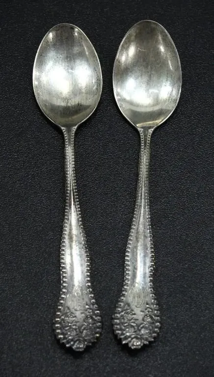 2 STERLING ROSE HANDLE DEMITASSE SPOONS 20.84g