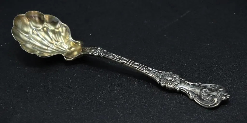 STERLING J.C.HERKNER SCALLOPED SUGAR SPOON 36.55g