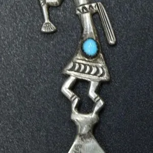 NAVAJO STERLING SILVER TURQUOISE INSERT FORK 12.3g