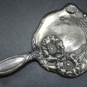 STERLING ART NOUVEAU UNGER BROTHERS HAND MIRROR