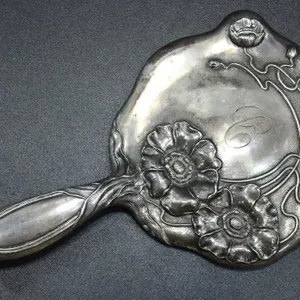 STERLING ART NOUVEAU UNGER BROTHERS HAND MIRROR