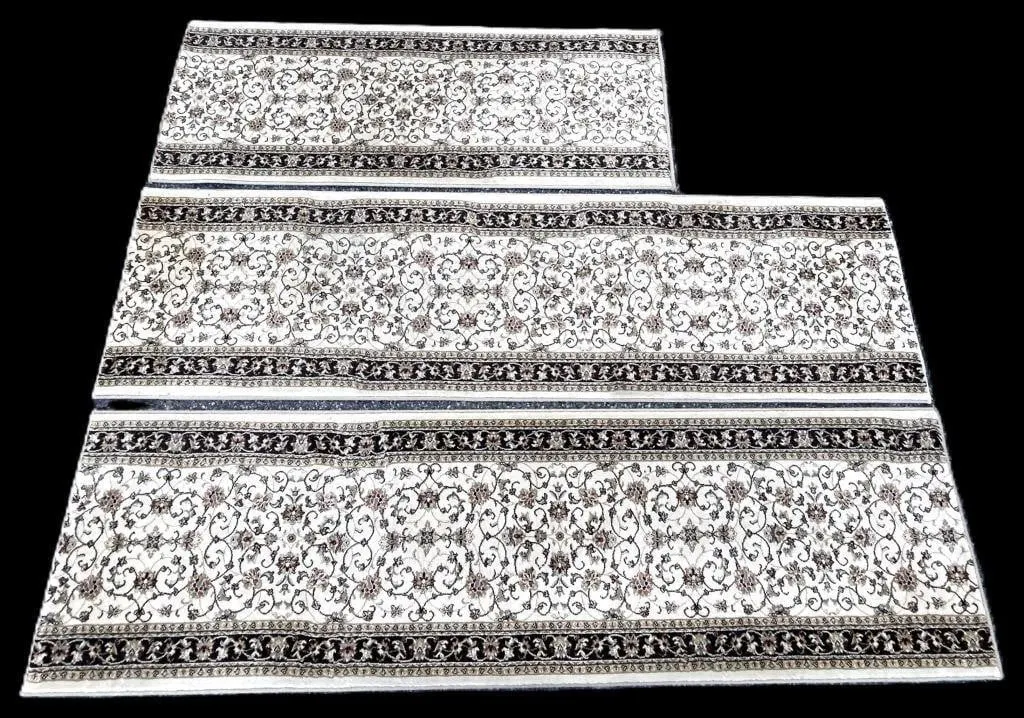 3 FLORAL RUNNER RUGS W/ WHITE & BLACK GROUND
