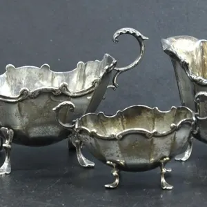 H.M. STERLING c1905 SUGAR BOWLS & CREAMER SET 263g