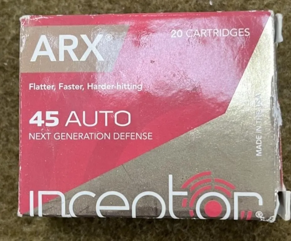 25 rnds ARX .45 Auto Defense Ammo