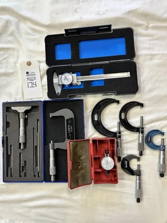 8 MICROMETERS, DIAL GAUGES, PRECISION GAUGES