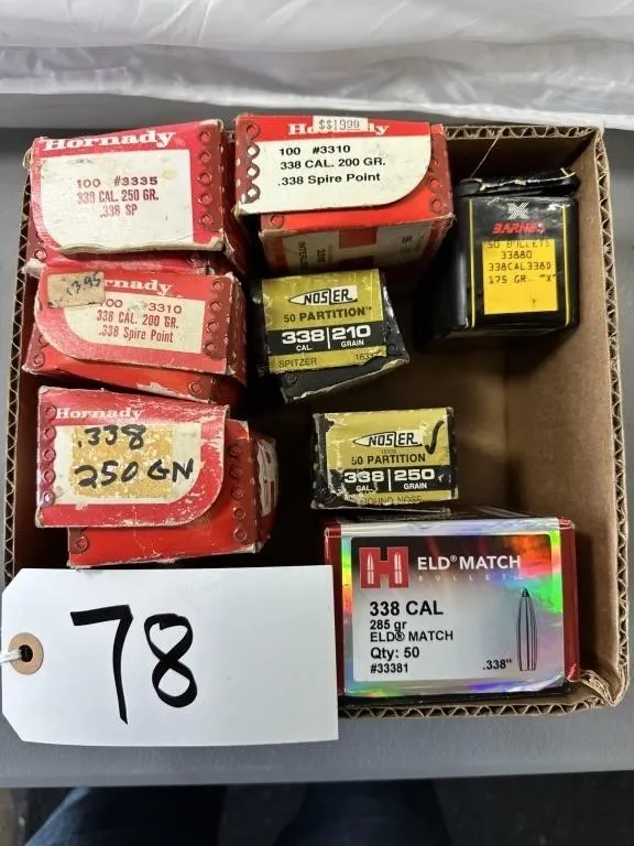 8 BOXES .338 CAL PROJECTILES