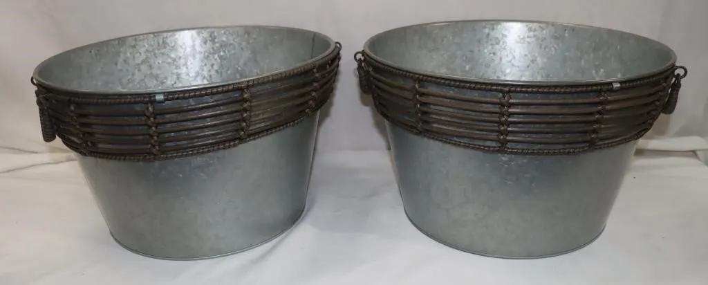 Galvanized 15" Round 9" Tall Metal Buckets