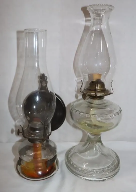 2 Wall Mount & Tabletop Style Oil Lamps