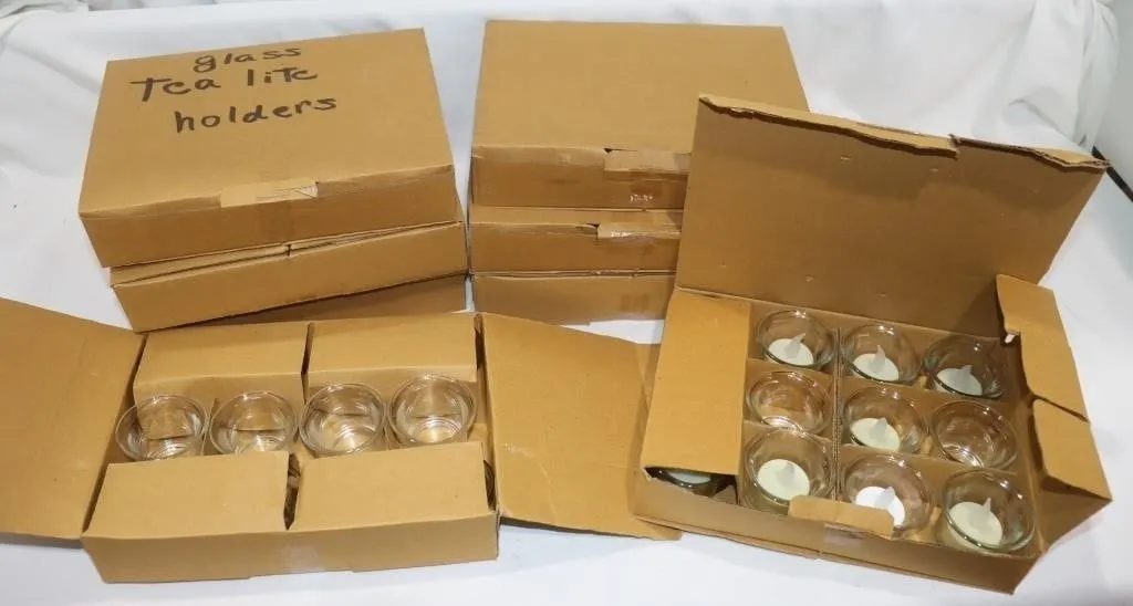 Glass Tea Lights & Holders Set, Works