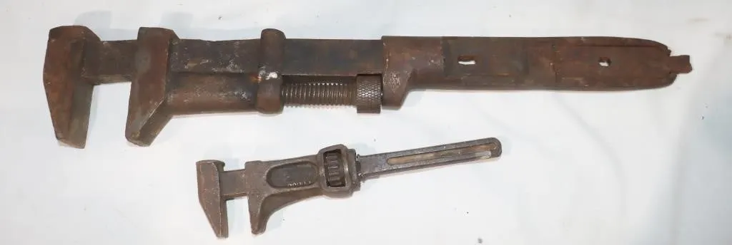 2 Vintage Adjustable Wrenches 9.5"L & 20"L