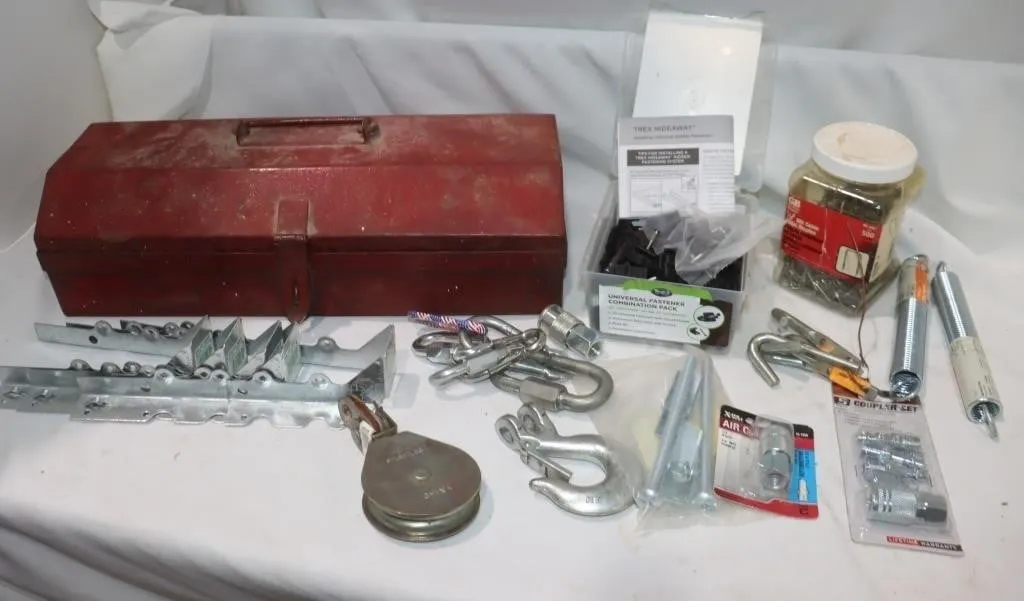 Metal Tool Box, Extension Springs, Cable Staples &