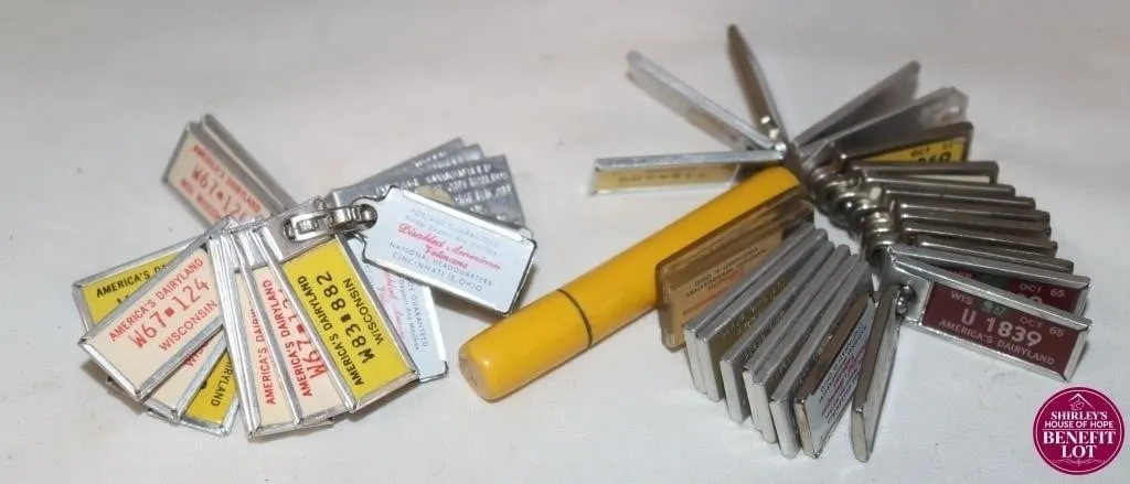 Vintage Wisconsin keychains, Vetran Key Tags, &