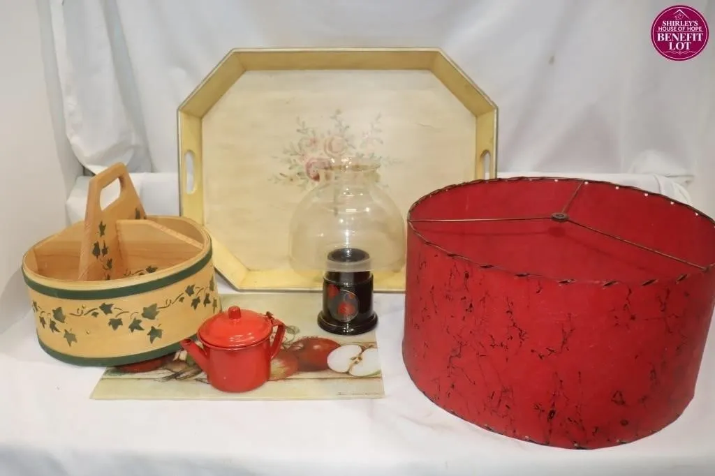 Powell Tray, Caddy, Teapot, Lamp, Cutting Board