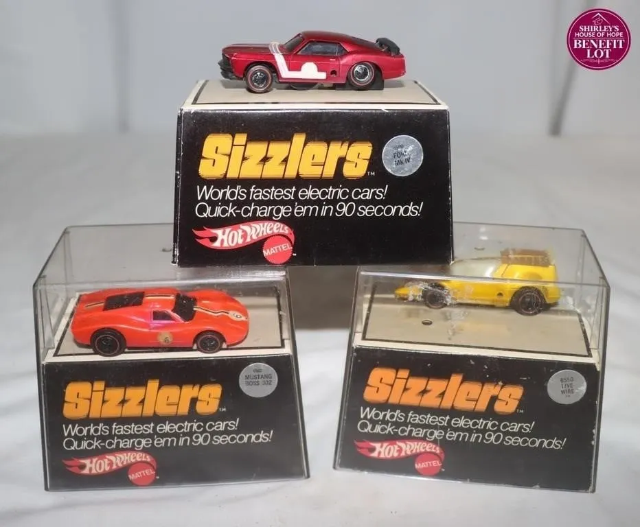 3 Vintage Hot Wheels Sizzlers Electric Cars