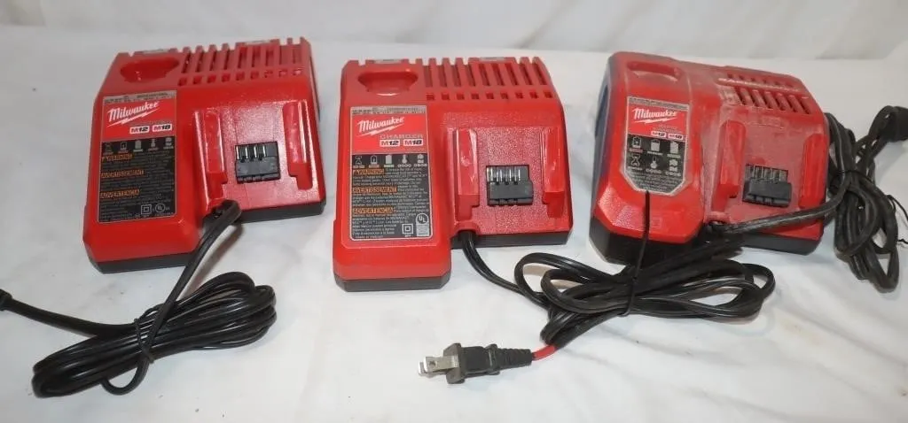 3 Milwaukee M12 M18 Battery Chargers
