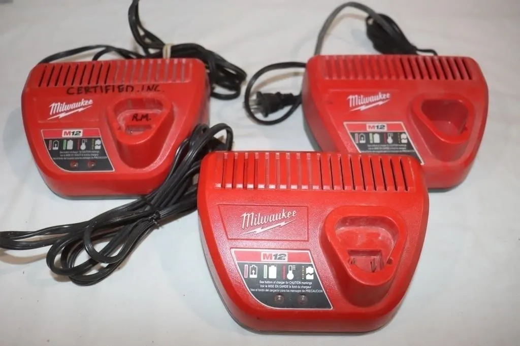 3 Milwaukee M12 Battery Chargers