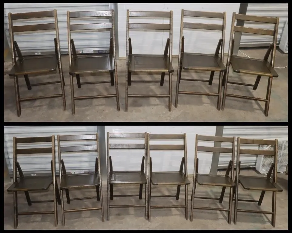 11 Wooden Ladder Back Folding Chairs