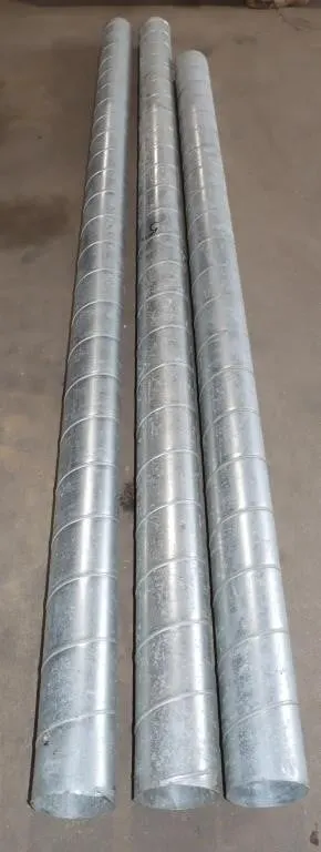 2) 120" & 1) 105" Galvanized Spiral Duct Pipes
