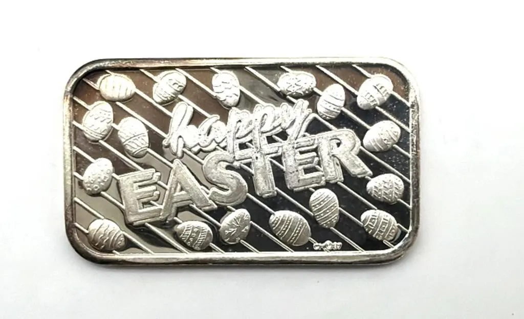 One Troy Ounce .999+ Fine Silver Bar ‘Happy