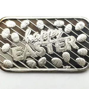 One Troy Ounce .999+ Fine Silver Bar ‘Happy