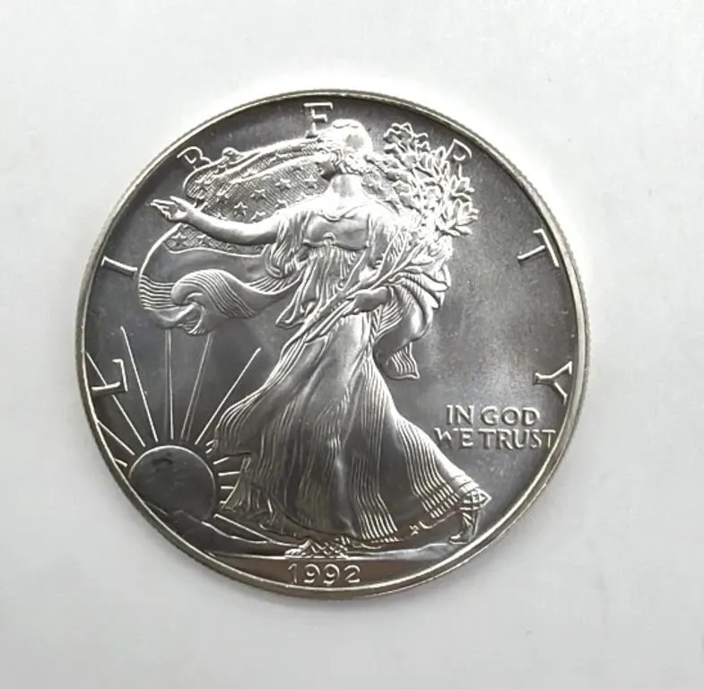 One Ounce Fine Silver 1992 Silver American Eagle
