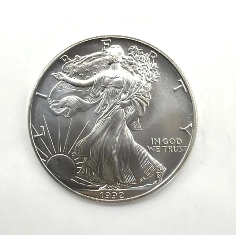 One Ounce Fine Silver 1992 Silver American Eagle