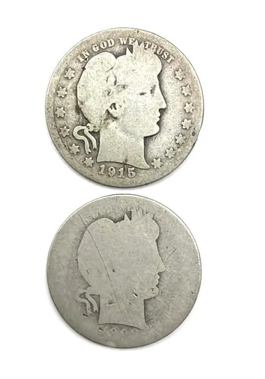 1915 Barber Quarter and Smooth and Illegible Date