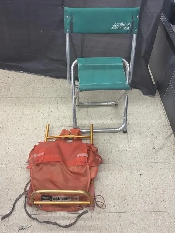 Vintage Hiking Backpack and Folding Stool