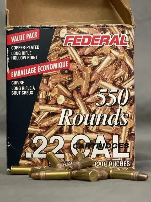 Open box of 133 Federal.22 cal. cartridges.