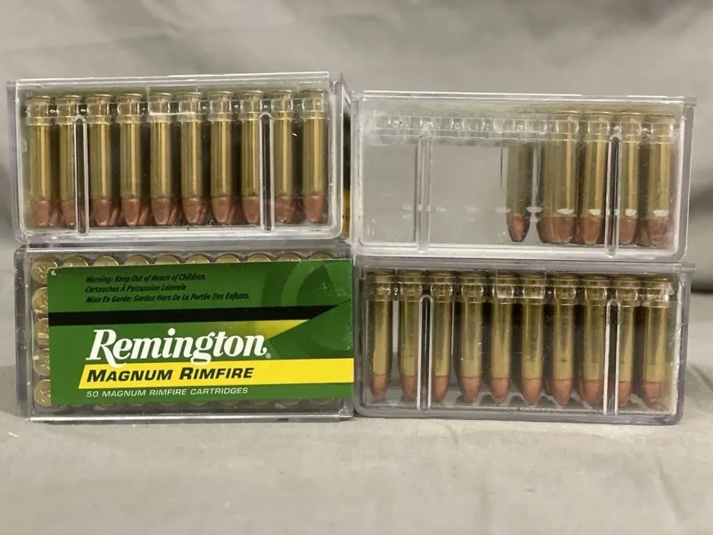 Three full boxes of 50 Remington Magnum Rimfire