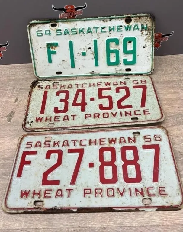 3 Asst. Sask. License Plate.