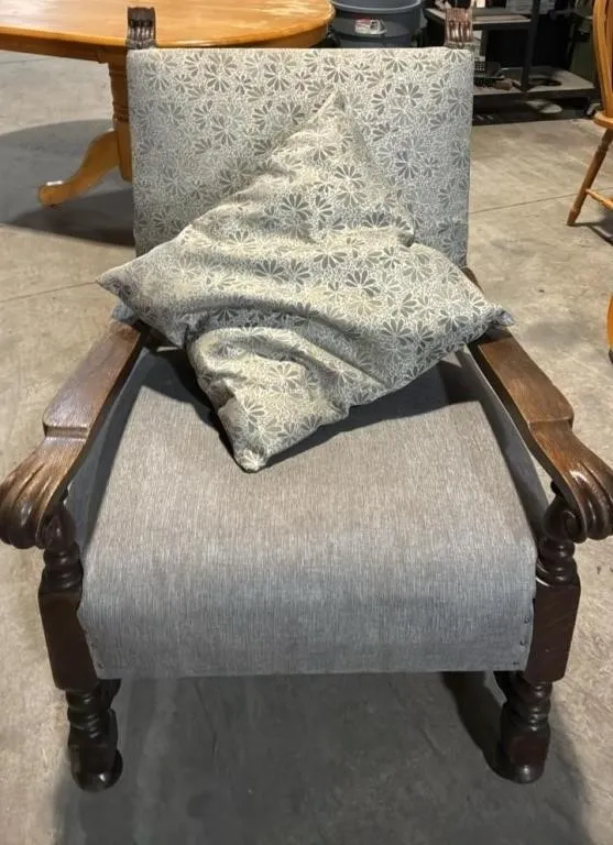Wood Frame Upholstered Chair w/Pillow. *LY