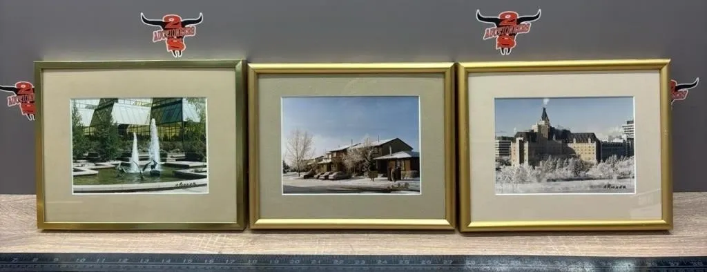 3 Gold Tone Framed Pictures 10�W x 8.5�H.