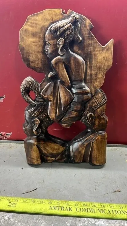 Carved Asian Wall Hanging. 12"W x 21"H. #LYS