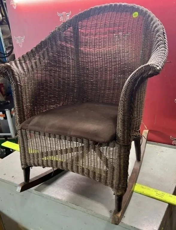 Vintage Kids Wicker Rocker. Require some repairs.
